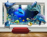 Avikalp MWZ2242 Sea Dolphins Fishes Stones Walls Turtle Underwater Water Ocean HD Wallpaper