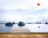 Avikalp MWZ2244 Sea Sun Birds Stones Nature Water Ocean HD Wallpaper