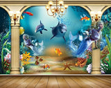 Avikalp MWZ2246 Sea Lamps Dolphins Fishes Starfish Plants Underwater Water Ocean HD Wallpaper