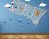 Avikalp MWZ2249 Sea Net Fishes Starfishes Clouds HD Wallpaper