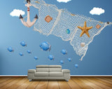 Avikalp MWZ2249 Sea Net Fishes Starfishes Clouds HD Wallpaper