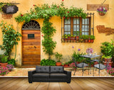 Avikalp MWZ2259 Trees Wooden Door Plants Pots Chairs Window Name Plates Background HD Wallpaper