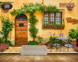 Avikalp MWZ2259 Trees Wooden Door Plants Pots Chairs Window Name Plates Background HD Wallpaper