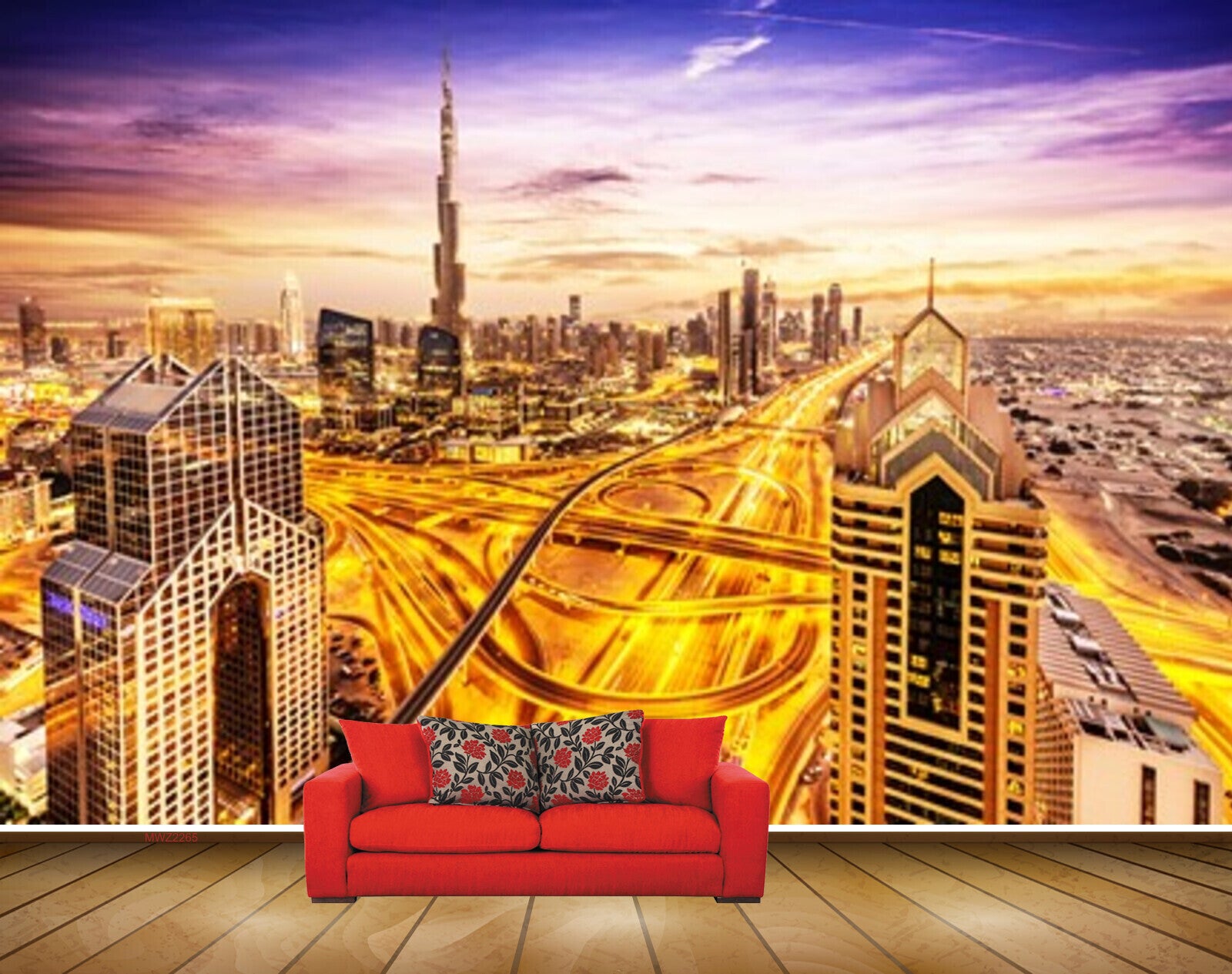 Avikalp MWZ2265 Purple Orange Building Roads Sky Burj Khalifa Dubai Travel City HD Wallpaper