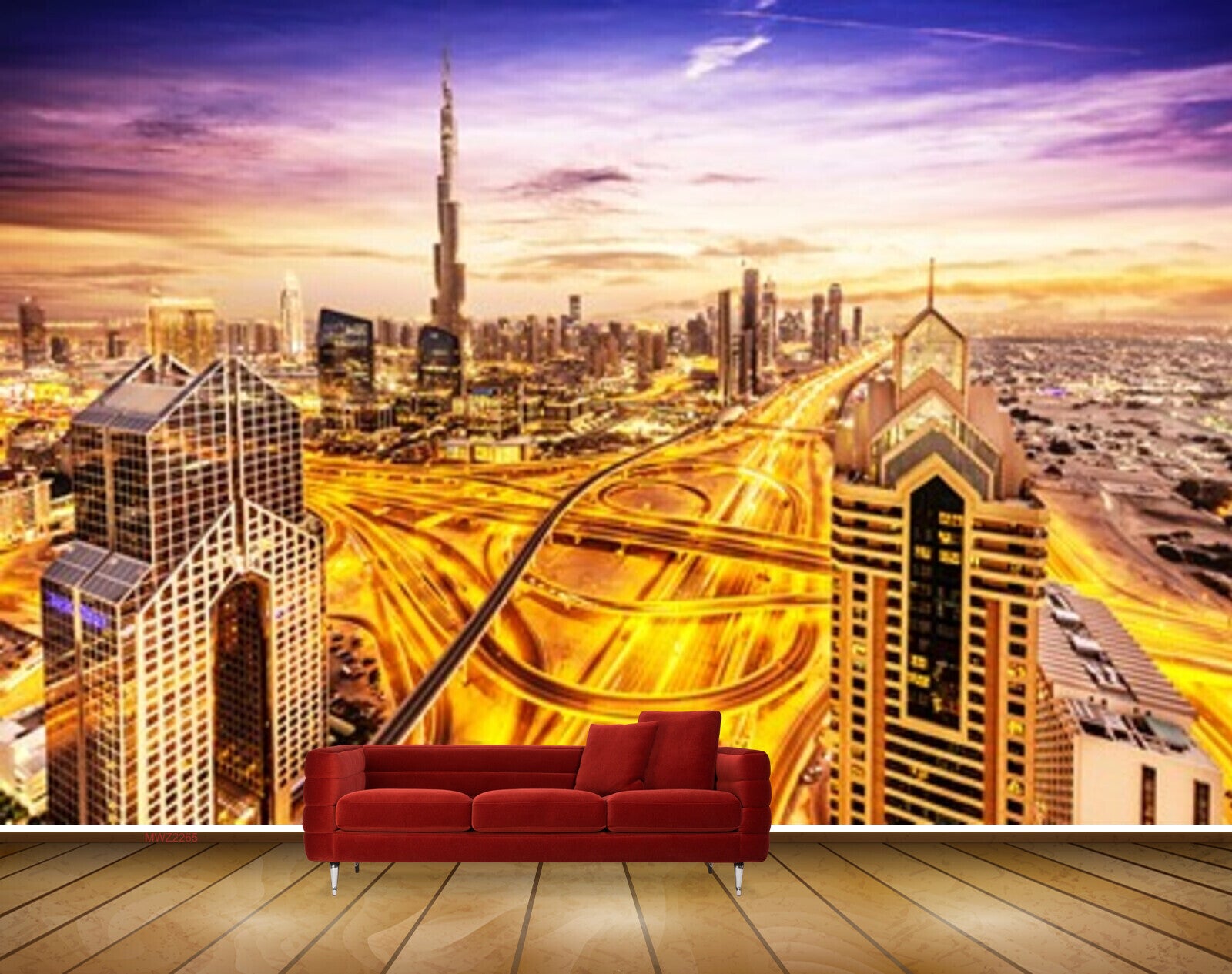 Avikalp MWZ2265 Purple Orange Building Roads Sky Burj Khalifa Dubai Travel City HD Wallpaper