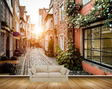 Avikalp MWZ2269 Street Road Buildings Trees Flowers Table Chairs Alley Background HD Wallpaper