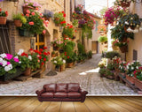 Avikalp MWZ2272 Flowers Plants Pots Houses Road Alley Background HD Wallpaper