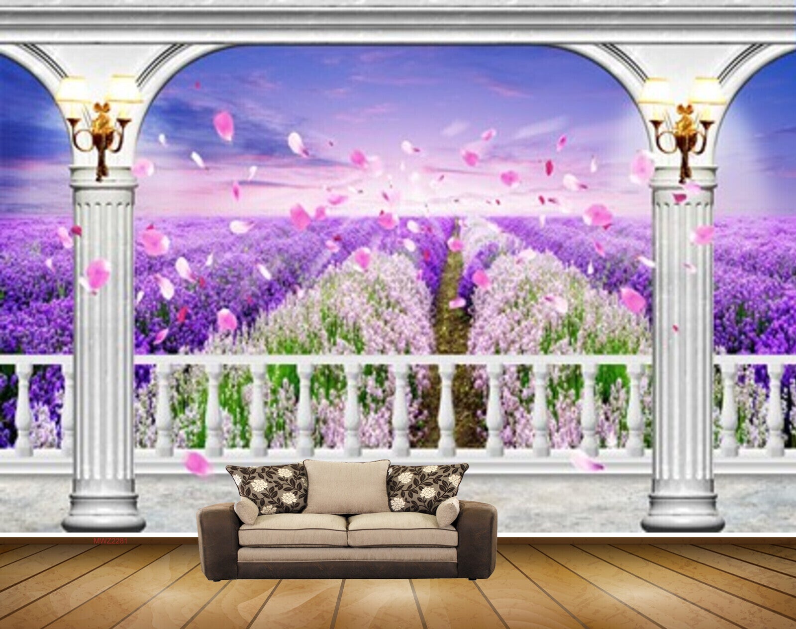 Avikalp MWZ2281 Pink White Flowers Purple Plants Background HD Wallpaper