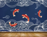 Avikalp MWZ2287 Orange Fishes Leaves HD Wallpaper