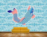 Avikalp MWZ2288 White Blue Orange Fish HD Wallpaper