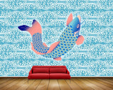 Avikalp MWZ2288 White Blue Orange Fish HD Wallpaper