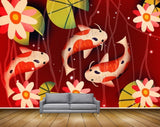Avikalp MWZ2292 Orange White Flowers Fishes Flowers HD Wallpaper