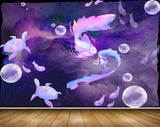 Avikalp MWZ2298 Purple White Fishes Turtles Sea HD Wallpaper