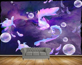 Avikalp MWZ2298 Purple White Fishes Turtles Sea HD Wallpaper