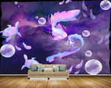 Avikalp MWZ2298 Purple White Fishes Turtles Sea HD Wallpaper