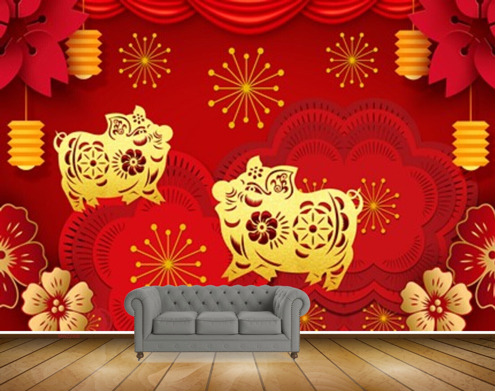 Avikalp MWZ2300 Yellow Animals Red Flowers Lamps HD Wallpaper