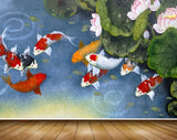 Avikalp MWZ2307 White Yellow Red Fishes Sea Leaves Flowers HD Wallpaper