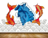 Avikalp MWZ2308 Orange Fishes Blue Flowers HD Wallpaper