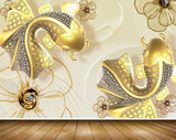 Avikalp MWZ2310 Golden Black Fishes Snails Flowers HD Wallpaper