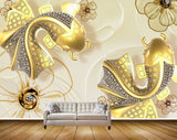 Avikalp MWZ2310 Golden Black Fishes Snails Flowers HD Wallpaper