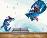 Avikalp MWZ2313 Sea Blue Green Fishes HD Wallpaper