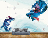 Avikalp MWZ2313 Sea Blue Green Fishes HD Wallpaper