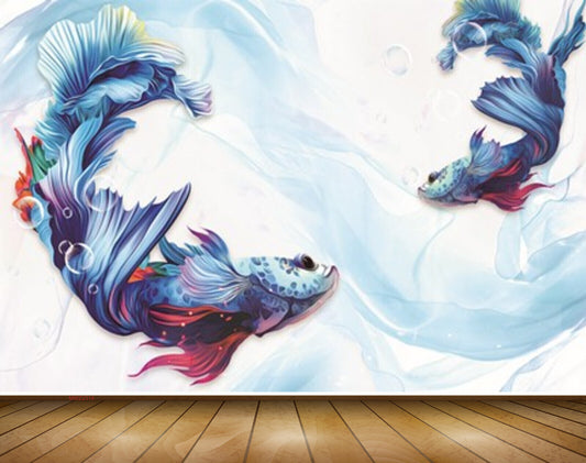 Avikalp MWZ2314 Blue Green Fishes Sea HD Wallpaper