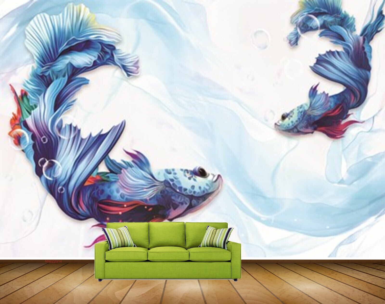 Avikalp MWZ2314 Blue Green Fishes Sea HD Wallpaper