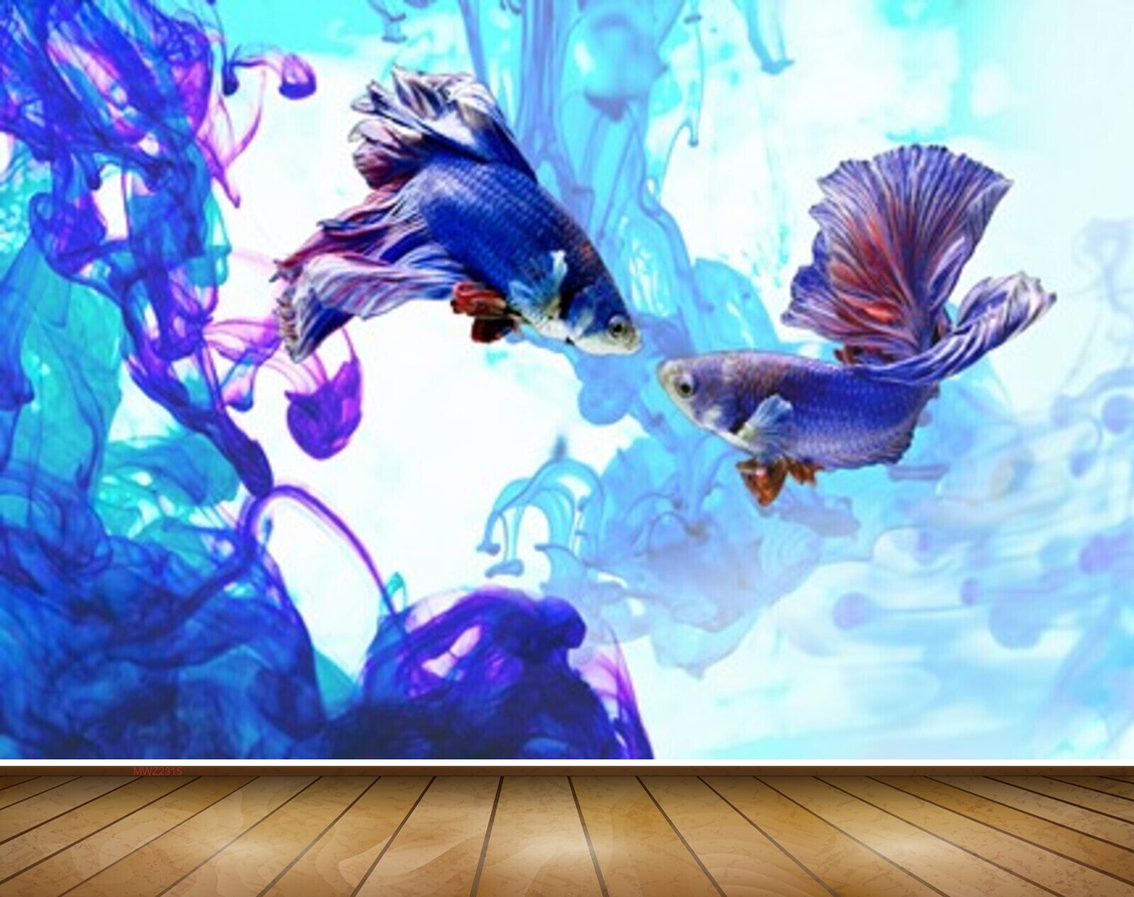 Avikalp MWZ2315 Purple Blue Fishes HD Wallpaper