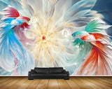 Avikalp MWZ2317 Blue Red Green Orange Fishes Leaves HD Wallpaper