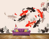 Avikalp MWZ2318 White Orange Brown Leaves HD Wallpaper
