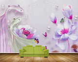 Avikalp MWZ2320 Pink Green Fishes Flowers Butterflies HD Wallpaper
