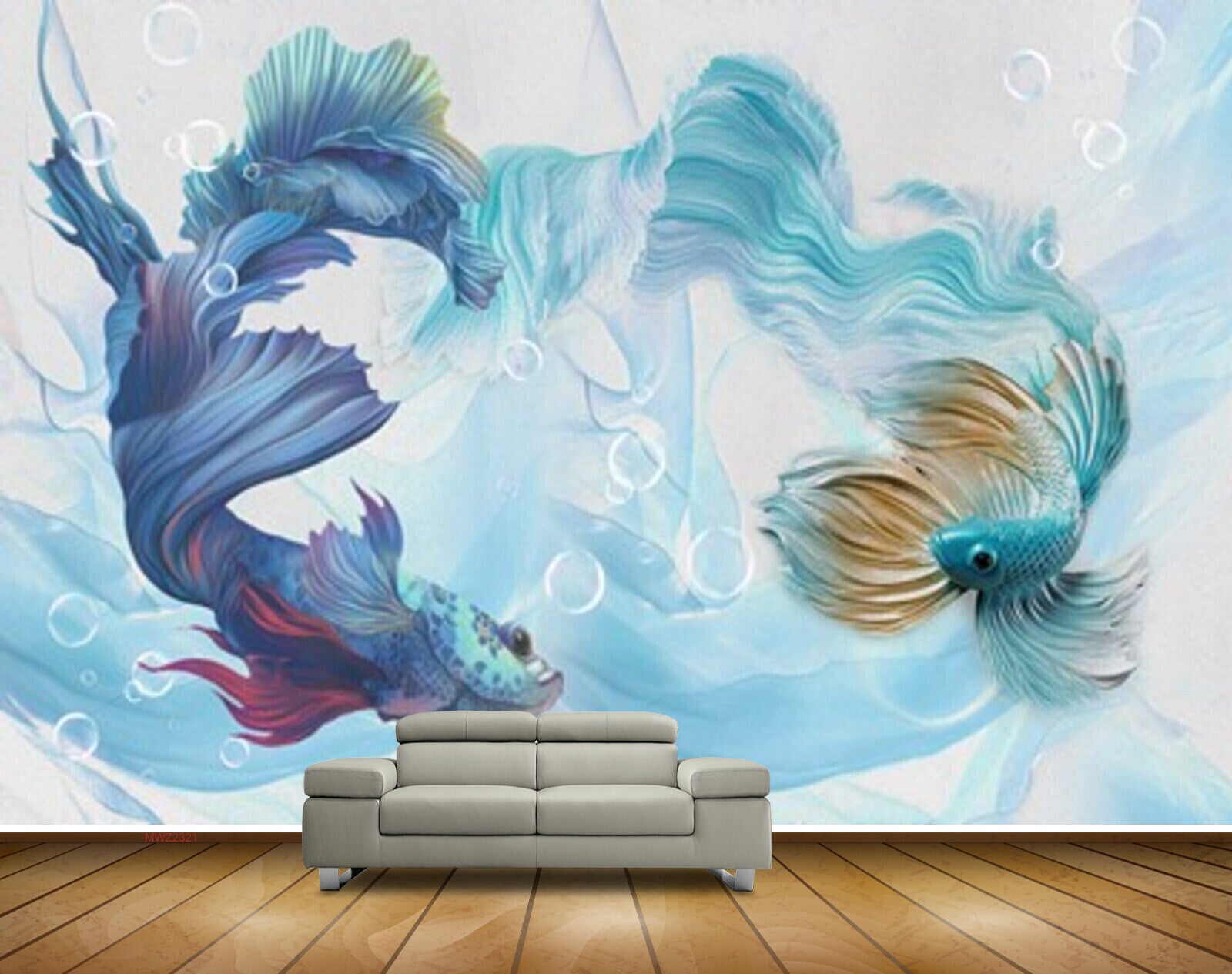 Avikalp MWZ2321 Sea Blue Green Fishes HD Wallpaper