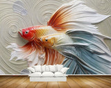 Avikalp MWZ2323 Orange White Blue Fishes HD Wallpaper