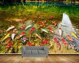 Avikalp MWZ2328 Orange Yellow White Fishes River HD Wallpaper