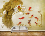 Avikalp MWZ2334 White Flowers Leaves Fishes Flies HD Wallpaper