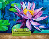 Avikalp MWZ2336 Pink Lotus Flowers Leaves HD Wallpaper