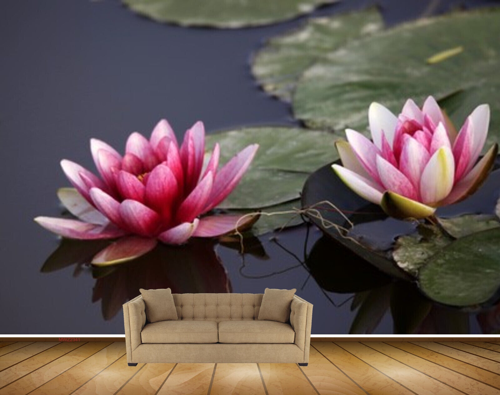 Avikalp MWZ2341 Pink Lotus Flower Leaves HD Wallpaper