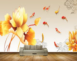 Avikalp MWZ2345 Yellow Lotus Flower Fishes HD Wallpaper