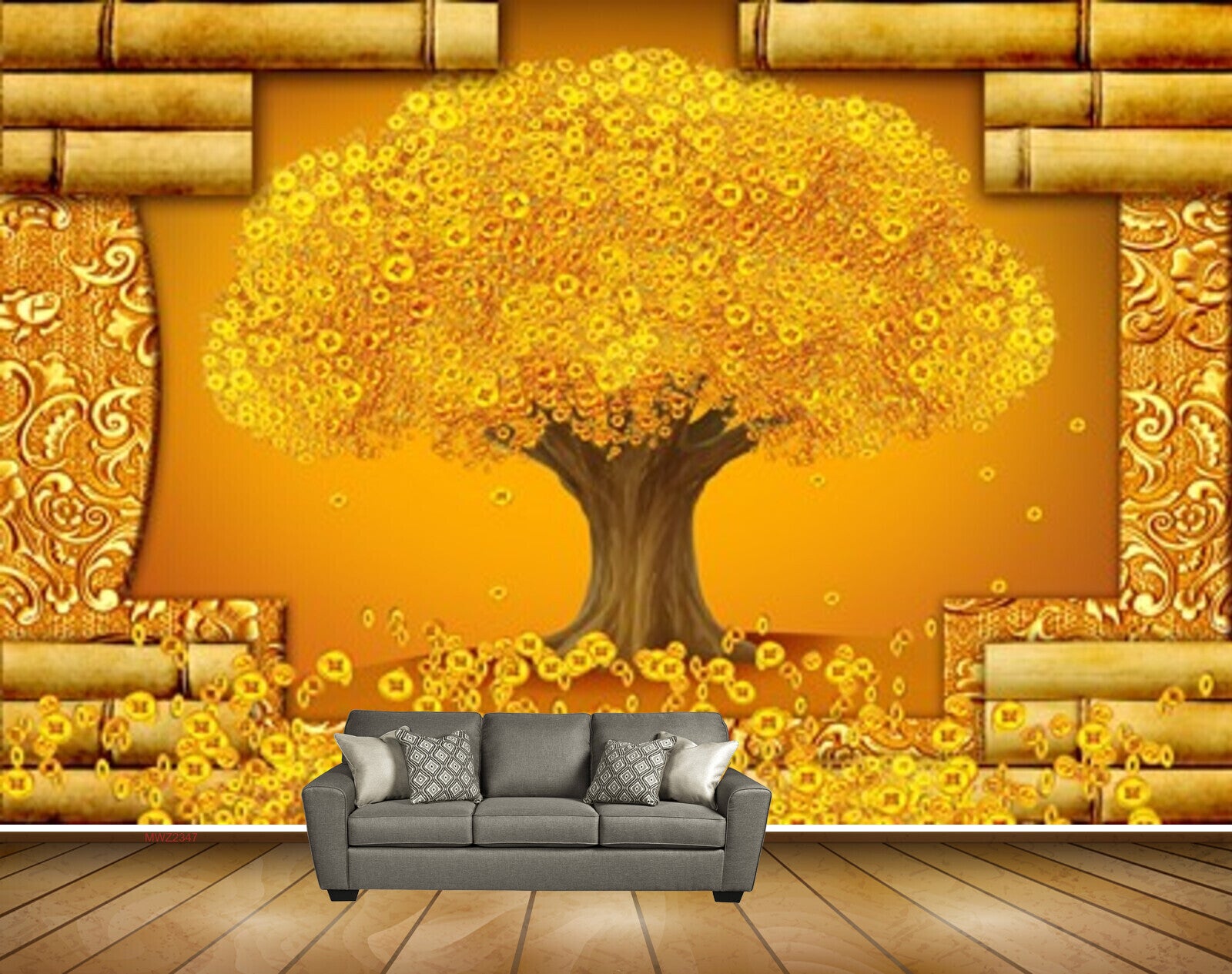 Avikalp MWZ2347 Yellow Flowers Tree HD Wallpaper