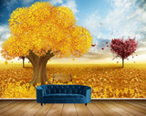 Avikalp MWZ2348 Yellow Red Heart Trees Flowers Fantasy HD Wallpaper