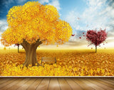 Avikalp MWZ2348 Yellow Red Heart Trees Flowers Fantasy HD Wallpaper