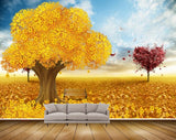 Avikalp MWZ2348 Yellow Red Heart Trees Flowers Fantasy HD Wallpaper