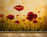 Avikalp MWZ2351 Red Flowers Grass Painting HD Wallpaper