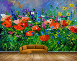 Avikalp MWZ2355 Red Yellow Flowers Butterflies Plants Painting HD Wallpaper
