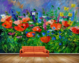 Avikalp MWZ2355 Red Yellow Flowers Butterflies Plants Painting HD Wallpaper