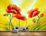 Avikalp MWZ2356 Red Flowers Grass Sun Painting HD Wallpaper