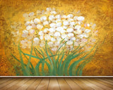 Avikalp MWZ2361 White Orange Flowers Leaves Painting HD Wallpaper