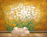 Avikalp MWZ2361 White Orange Flowers Leaves Painting HD Wallpaper