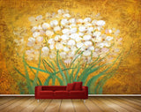 Avikalp MWZ2361 White Orange Flowers Leaves Painting HD Wallpaper